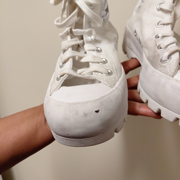 Converse Women's White Chunky Lugsole Hightop Laceup Sneakers Size 7.5 - Picture 4 of 11